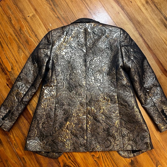 EXPRESS METALLIC OVERSIZED JACQUARED BLAZER in XS - Picture 3 of 10